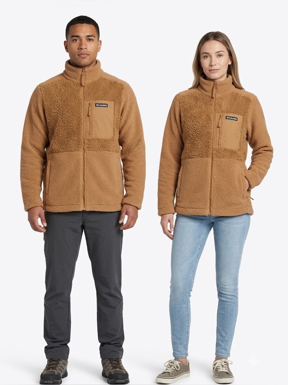 Columbia Men’s Camel Tan Sherpa Fleece Zip-up Jacket size Medium